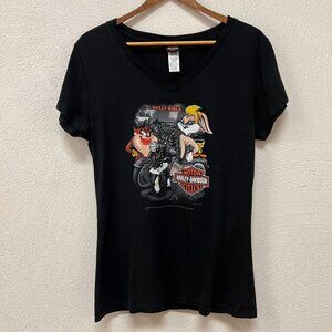 Harley Davidson LOONEY TUNES Rally Girls Olympia WA Women's T Shirt Black Sz XL
